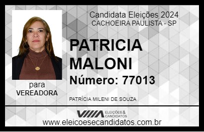 Candidato PATRICIA MALONI 2024 - CACHOEIRA PAULISTA - Eleições