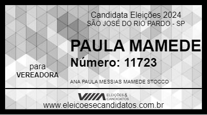 Candidato PAULA MAMEDE 2024 - SÃO JOSÉ DO RIO PARDO - Eleições