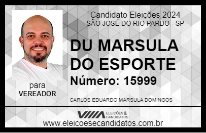 Candidato DU MARSULA DO ESPORTE 2024 - SÃO JOSÉ DO RIO PARDO - Eleições