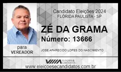 Candidato ZÉ DA GRAMA 2024 - FLÓRIDA PAULISTA - Eleições