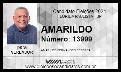 Candidato AMARILDO 2024 - FLÓRIDA PAULISTA - Eleições