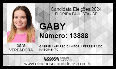 Candidato GABY 2024 - FLÓRIDA PAULISTA - Eleições