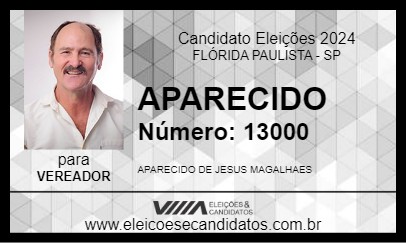 Candidato APARECIDO 2024 - FLÓRIDA PAULISTA - Eleições