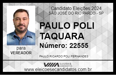 Candidato PAULO POLI TAQUARA 2024 - SÃO JOSÉ DO RIO PARDO - Eleições