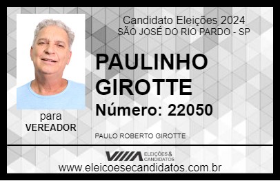 Candidato PAULINHO GIROTTE 2024 - SÃO JOSÉ DO RIO PARDO - Eleições