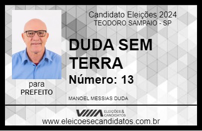 Candidato DUDA SEM TERRA 2024 - TEODORO SAMPAIO - Eleições