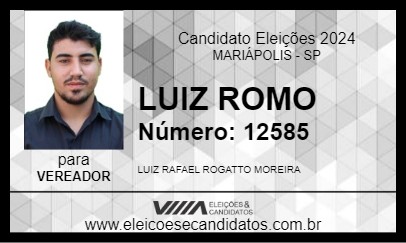 Candidato LUIZ ROMO 2024 - MARIÁPOLIS - Eleições