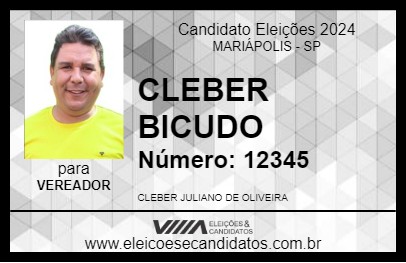 Candidato CLEBER BICUDO 2024 - MARIÁPOLIS - Eleições