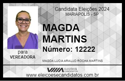 Candidato MAGDA MARTINS 2024 - MARIÁPOLIS - Eleições