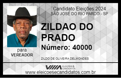 Candidato ZILDAO DO PRADO 2024 - SÃO JOSÉ DO RIO PARDO - Eleições