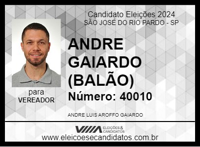 Candidato ANDRE GAIARDO (BALÃO) 2024 - SÃO JOSÉ DO RIO PARDO - Eleições