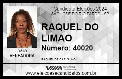 Candidato RAQUEL DO LIMAO 2024 - SÃO JOSÉ DO RIO PARDO - Eleições