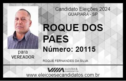 Candidato ROQUE DOS PAES 2024 - GUAPIARA - Eleições