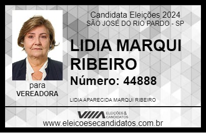 Candidato LIDIA MARQUI RIBEIRO 2024 - SÃO JOSÉ DO RIO PARDO - Eleições