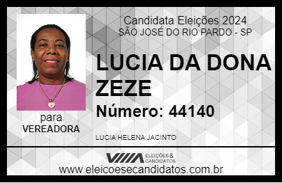 Candidato LUCIA DA DONA ZEZE 2024 - SÃO JOSÉ DO RIO PARDO - Eleições