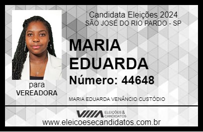 Candidato MARIA EDUARDA 2024 - SÃO JOSÉ DO RIO PARDO - Eleições