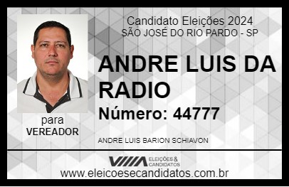 Candidato ANDRE LUIS DA RADIO 2024 - SÃO JOSÉ DO RIO PARDO - Eleições