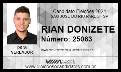 Candidato RIAN DONIZETE 2024 - SÃO JOSÉ DO RIO PARDO - Eleições