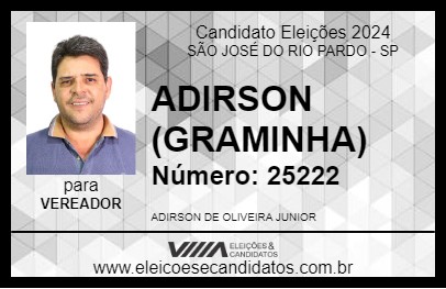 Candidato ADIRSON (GRAMINHA) 2024 - SÃO JOSÉ DO RIO PARDO - Eleições