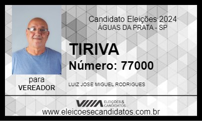 Candidato TIRIVA 2024 - ÁGUAS DA PRATA - Eleições