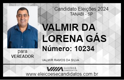 Candidato VALMIR DA LORENA GÁS 2024 - TANABI - Eleições