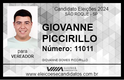 Candidato GIOVANNE PICCIRILLO 2024 - SÃO ROQUE - Eleições