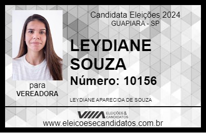 Candidato LEYDIANE SOUZA 2024 - GUAPIARA - Eleições