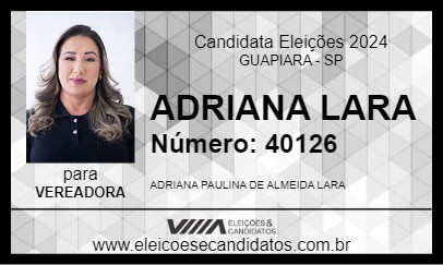 Candidato ADRIANA LARA 2024 - GUAPIARA - Eleições