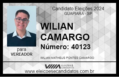 Candidato WILIAN CAMARGO 2024 - GUAPIARA - Eleições