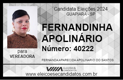 Candidato FERNANDINHA APOLINÁRIO 2024 - GUAPIARA - Eleições