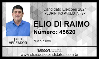 Candidato ELIO DI RAIMO 2024 - PEDRINHAS PAULISTA - Eleições