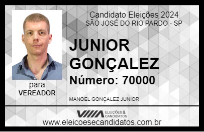 Candidato JUNIOR GONÇALEZ 2024 - SÃO JOSÉ DO RIO PARDO - Eleições