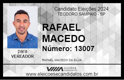 Candidato RAFAEL MACEDO 2024 - TEODORO SAMPAIO - Eleições