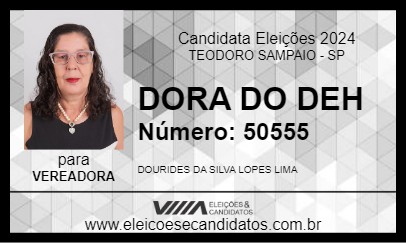 Candidato DORA DO DEH 2024 - TEODORO SAMPAIO - Eleições