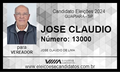 Candidato JOSE CLAUDIO 2024 - GUAPIARA - Eleições