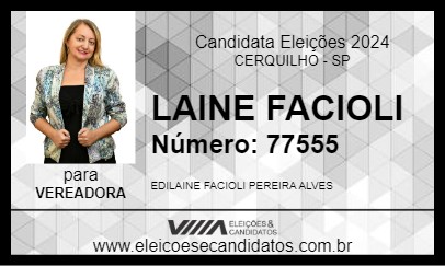 Candidato LAINE FACIOLI 2024 - CERQUILHO - Eleições