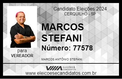 Candidato MARCOS STEFANI 2024 - CERQUILHO - Eleições