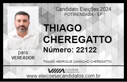 Candidato THIAGO CHEREGATTO 2024 - POTIRENDABA - Eleições