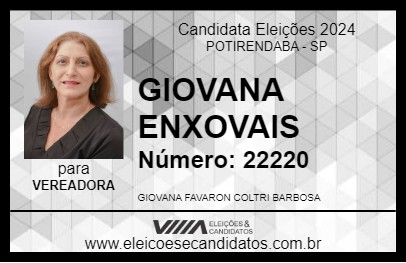 Candidato GIOVANA ENXOVAIS 2024 - POTIRENDABA - Eleições