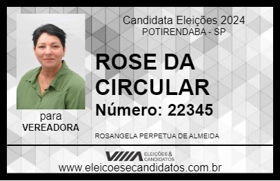 Candidato ROSE DA CIRCULAR 2024 - POTIRENDABA - Eleições