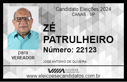 Candidato ZÉ PATRULHEIRO 2024 - CANAS - Eleições