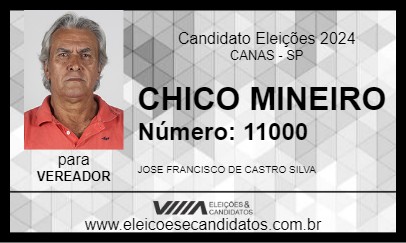 Candidato CHICO MINEIRO 2024 - CANAS - Eleições