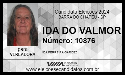 Candidato IDA DO VALMOR 2024 - BARRA DO CHAPÉU - Eleições