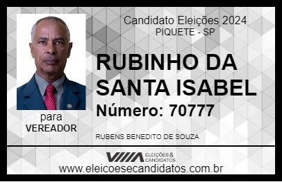 Candidato RUBINHO DA SANTA ISABEL 2024 - PIQUETE - Eleições