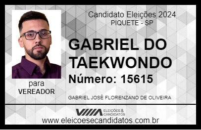 Candidato GABRIEL DO TAEKWONDO 2024 - PIQUETE - Eleições