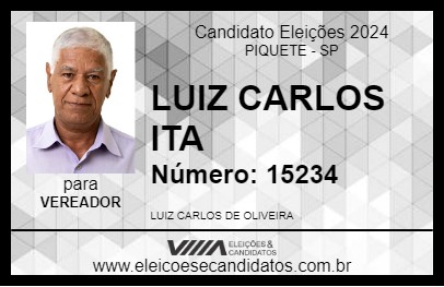 Candidato LUIZ CARLOS ITA 2024 - PIQUETE - Eleições