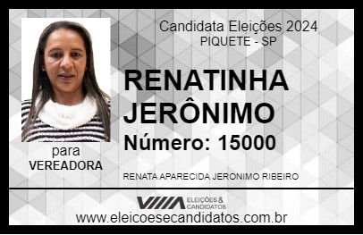 Candidato RENATINHA JERÔNIMO 2024 - PIQUETE - Eleições