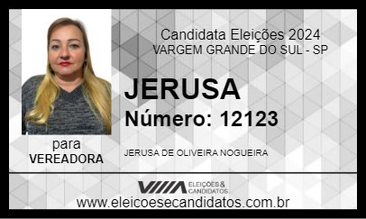 Candidato JERUSA 2024 - VARGEM GRANDE DO SUL - Eleições