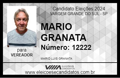 Candidato MARIO GRANATA 2024 - VARGEM GRANDE DO SUL - Eleições