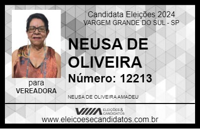 Candidato NEUSA DE OLIVEIRA 2024 - VARGEM GRANDE DO SUL - Eleições